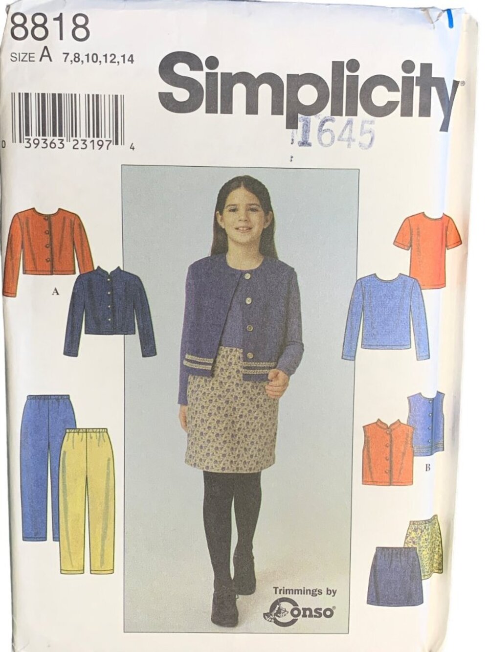 Simplicity Jacket Vest Skirt Pants Sewing Pattern Size 7 8 10 12 14 8818 Uncut